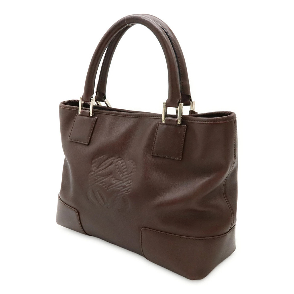 Loewe Dark Brown Bag Handbag Leather Tote Fusta Amazona Anagram Brown
